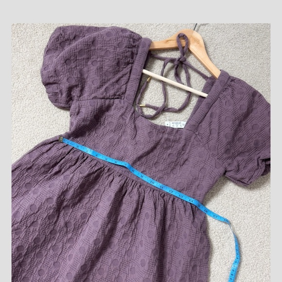 NWT Madewell Dress Empire Waist Puff Sleeve Baby Doll Dress Smoked Plum Size Med - Picture 13 of 15